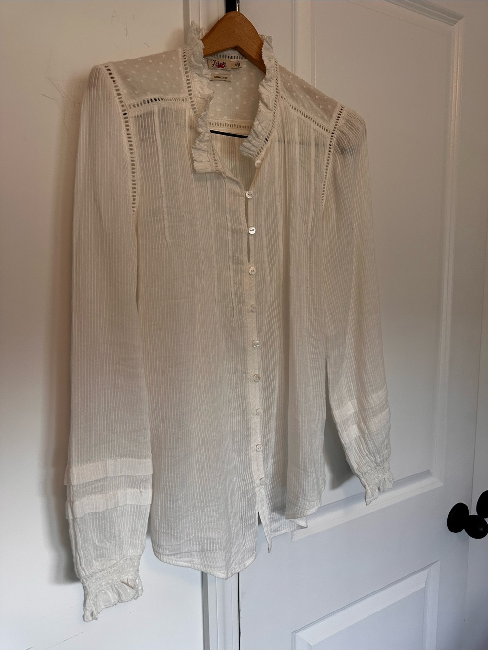 Faherty white Ruffled Button-Front Blouse